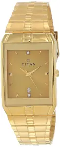 Visit the Titan Store Titan Karishma Quartz Analog with Date Golden Dial Golden Metal Strap watch for Men - NT9151YM03