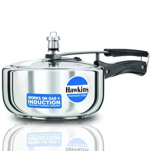 Hawkins 3 Litre Inner Lid Pressure Cooker, Stainless Steel Cooker, Wide Design Pan Cooker, Induction Cooker, (HSS3W)