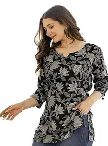 Women Floral Printed Rayon Short Kurta || Short Kurti for Women