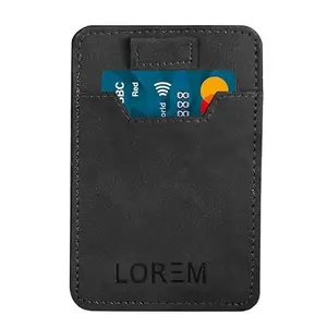 LOREM Mini Wallet for ID, Credit-Debit Card Holder & Currency with Strap Puller to Pull Out Card for Men & Women - Black WL625-UF