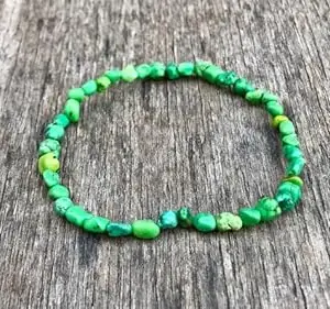 LKBEADS Natural Anhui Turquoise 4-6mm Tumble Shape Smooth Cut Beads 7.5 inch Stretchable Bracelet for Men & Women.|STBR_RR_00712_7.5