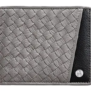 eske Bethan RFID Leather Wallet for Men | Genuine Leather Bifold Card Holder | Stylish Slim Wallet with 8 Card Slots, 2 Note Compartments, Slip Pockets | Compact Gifting for Men (Grey Black)