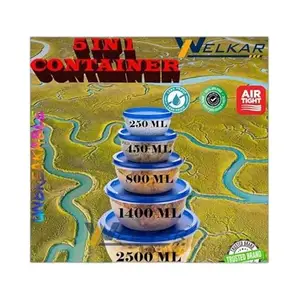 Kitchen Container |250+450+800+1400+2500 ml| Stackable Refrigerator Organizer for Fresh Food Storage | BPA-Free Kitchen Solution|Design - 8037 for Home and Kitchen