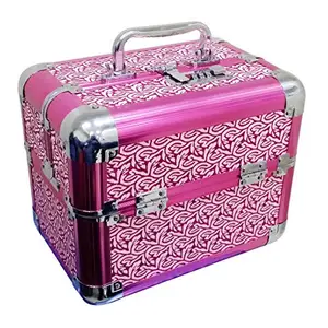 Pride Star Faux Leather Pink Design Hard Sided Luggage Cosmetic Cases