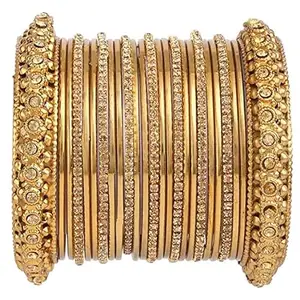 T4 Jewels 18k Gold Plated Oxidised Metal Bangles Set For Women & Girls_Oxiset_2.8