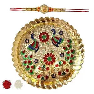 Avanti Creations Thali Rakhi Combo For Brother Set Of 1 Ganesh Rakhi With Roli Tilak And Greetings Card And Pooja Thali