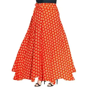 Trendy Fab Women Casual Wear Cotton Orange Warp Skirt_SK1244