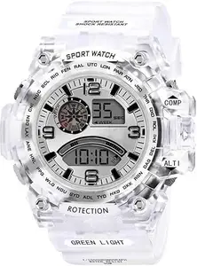GIFFEMANS Chronograph Style Sports Water Resistance Original Transparent Multi Function Collection Digital Watch - for Men & Women sk Trans Digital Watch - for Boys