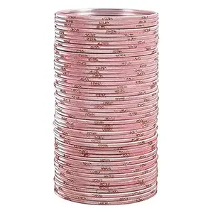 B1 Fashion Lastest Stylish Multicolour Metal Plain Chuda Bangles Set For Women And Girls (Set of 48pcs) (Pink, 2.6)