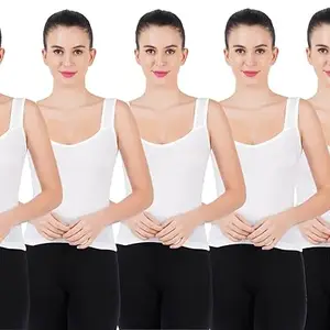 RAMRAJ COTTON_KOKHILA Women White Solid Cotton Camisole (Pack of 5)