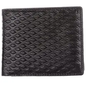 BLU WHALE Pure Leather Men's Wallet Sleek with Stylish Texture (Black)