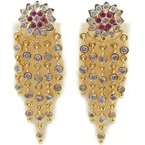 PRS GOLD COVERING -Women's white stoned impon panchaloha five metal earring