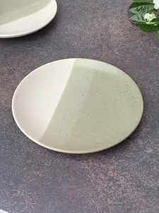 CRAFTOKRI Beige Tricolor Ceramic Quarter Plate Elegant Dining Essential 21X21X3Cm