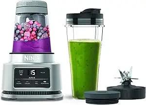 Ninja Foodi Power Nutri Blender [CB100UK] 2-in-1 Blender, Auto-iQ, Smart Motor, 700ml Cup & 400ml Bowl, 1100W