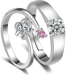 AJS Couple Ring for Women and Girls – Matching Adjustable Rings Set for Lovers, Best Friends, Stainless Steel Promise Rings for Girls, Romantic Gift for Birthday, Anniversary, Valentine's Day