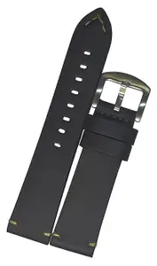 SURU® 22mm Vintage Ogive Tip Vegan Leather Watch Strap/Watch Band for Men Women (Colour - Black/Width Size -22mm) T35