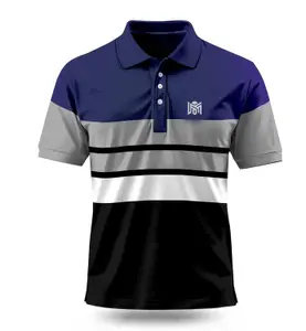 Brand: LIMDILEVEN Men Colorblock Polo Neck Cotton Blend Light T-Shirt, Turquoise Grey Black White Striped