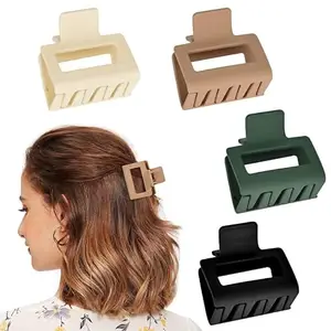 BELICIA 4 Pack Hair Clips, Non Slip Hair Claw Clips, Matte Rectangle Hair Clips for Women and Girls, Cute Square Jaw Clips Multicolor Hair Styling Accessories for Thin and Medium Thick Hair