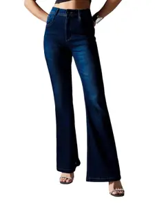 Visit the Miss Chase Store Miss Chase Women's Wide-Leg High-Rise Regular-Length Stretchable Shaping Denim Jeans