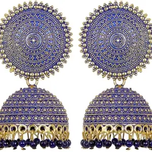 Fashion Latest Stylish Traditional Antique Jhumki Earrings for Women & Girls Sterling SJhumki Earring RS_0_Jhumka-Nvy