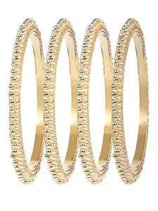 9blings Gold Plated Radiant Pearl 4Pc Bangle For Women And Girls