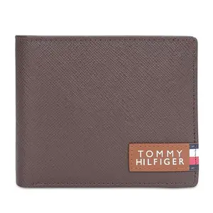 Tommy Hilfiger Brant Men Leather Global Coin Wallet - Brown, No. of Card Slot : 4