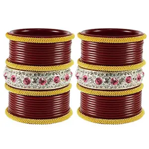 MAYA FASHION Maroon Stone Acrylic Bangle Elegant Extra Large Size Bangle | Perfect Fit for Plus Size banglesTrendy and Comfortable Fit for woman and girls | (Sku-ban1856)