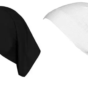 BISMAADH Women's Lycra Fabric Under Scarf/Hijab/Tube Bonnet Bone/Chemo Hat Free Size Pack Of 2
