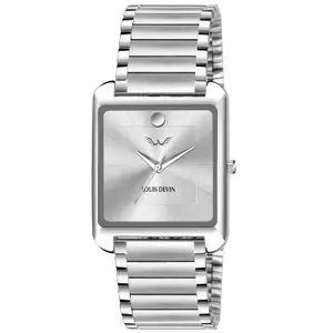 Visit the LOUIS DEVIN Store LOUIS DEVIN Stainless Steel Chain Analog Wrist Watch for Men (Brown/Silver Dial) | LD-G057