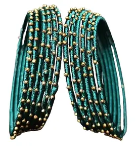 Haimi Green Silk Bangles Set For Women And Girls Stylish Bangle 12 Piece Kada | Bracelet | Fancy Churi | (Set of 2)