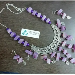 Fabric Multicolor Jewellery Set (Pack of 1) Earring00 & Necklace Set M 70