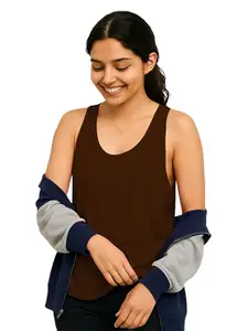THE BLAZZE Casual Fashion Tank Top for Women - Soft Cotton, Regular Fit Sleeveless Shirt 1005 NB32 Parent