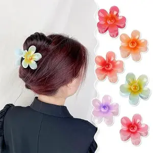 Radhya Accessories Big Gradient Glossy Flower Clawclip for Women (Pack of 2) hair clutchers for girls Hair Styling Hair Claws for Women