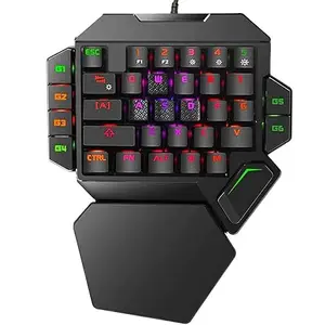 Cakce RGB One Handed Mechanical Gaming Keyboard,Colorful Backlit Professional Gaming Keyboard