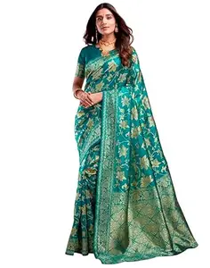 Shasmi Women's Banarasi Saree Pure Kanjivaram Silk Saree Soft new ladies 2026 Design Wear Pattu Sarees Latest Cotton Party Sari collections With Blouse Piece for Wedding sadi (SAM PARI S-7)