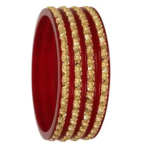 Barrfy Collections Micro Plating Red Colour Gold Plated Bangles Set (Pack of 4 Bangles)-2.4