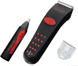 Moser 1873-0051, ProCut Professional Cord/Cordless Hair Clipper + Nose and Ear Hair Trimmer + Additional Blade Set, Small