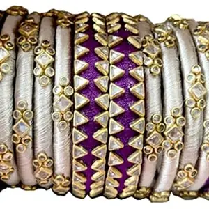 Neta Jewels Silk thread bangles kundan bangles Lavender And Purple colour use for women/girls (2-8)