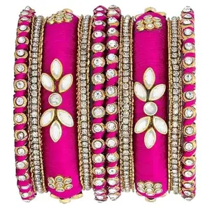 Manasi Bangles Kundan Studded Silk Thread Bangles Set|MB01RPW
