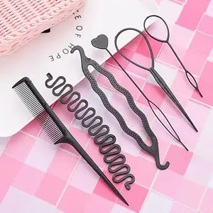 ASG 6 Pcs Hair Braiding Tool,Hair Tail Tools, Hair Braid Accessories,Ponytail Maker Accessories,French Braid Tool Loop for Hair Styling,DIY Hair Styling Tool Kit