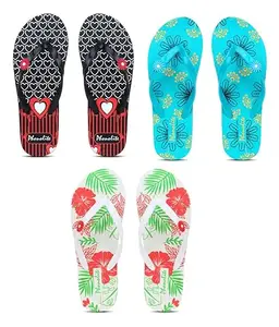 Phonolite Daily use Printed Hawaii slipper flip flop chappal for women and girls pack of 3