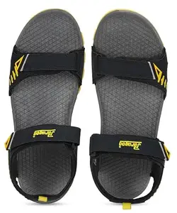 PARAGON K1424G Sandals for Men | Durable, Comfortable & Lightweight Sandals with Soft Footbed & Adjustable Velcro Strap | Ideal for Outdoor Use Blue- Yellow
