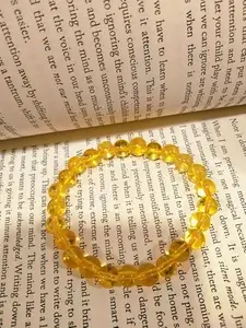 Rare Gems Gallery Natural Citrine Bracelets Premium Collection Elastic Beads Yellow Citrine Bracelet Original Certified सिट्रीन ब्रेसलेट A1 Quality Sunela Stone Bracelet for Wearing Men & Women