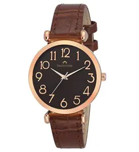 Visit the SWISSTONE Store SWISSTONE CK301 Leather Strap Analog Wrist Watch for Women