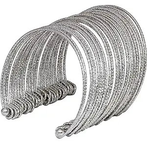 RBLISS CG Silver Casual Adjustable Bangles/Cuff/Bracelet for Women and Girls