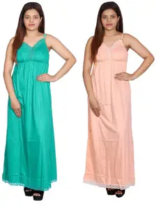 Rylie Women's Hosiery Cotton Full Length Camisole, Long Inner Wear Petticoat-Nighty Slip-Kurti Slip-Suit Combo Pack of 2 Set