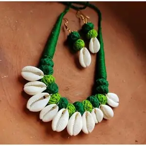 Fabric Multicolor Jewellery Set (Pack of 1) Earring00 & Necklace Set 44