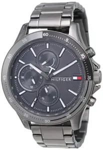 Visit the Tommy Hilfiger Store Tommy Hilfiger Quartz Multifunction Grey Dial Stainless Steel Strap Watch for Men-NETH1791719