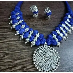 Fabric Multicolor Jewellery Set (Pack of 1) Earring00 & Necklace Set M 1