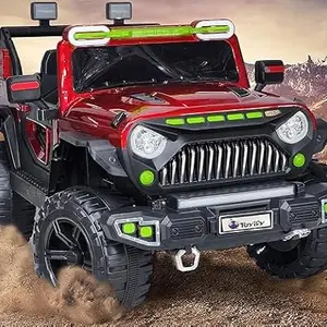 Toyify Kids 4x4 Battery Operated Driving Thar Jeep with Remote & Mobile app Control Big Size Electric car Suitable Age 2 3 4 5 6 7 Year Children (red)
